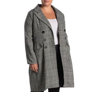 NORDSTROM FleecePlaidLongSleeveBlazerTrenchCoat